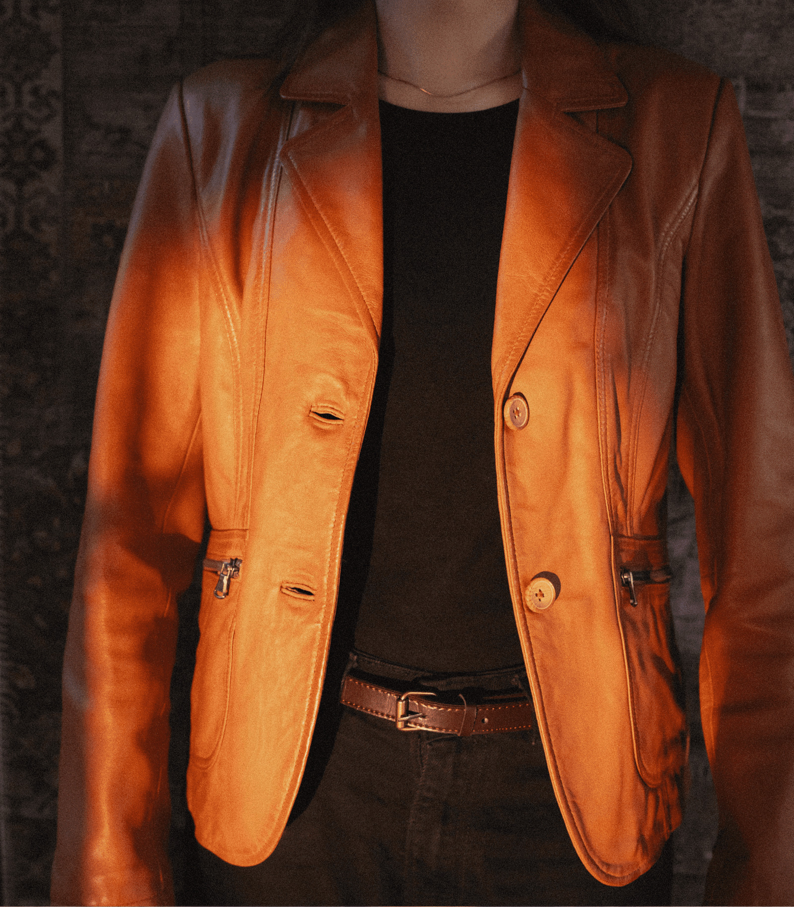 Beige Leather Jacket - Image 1