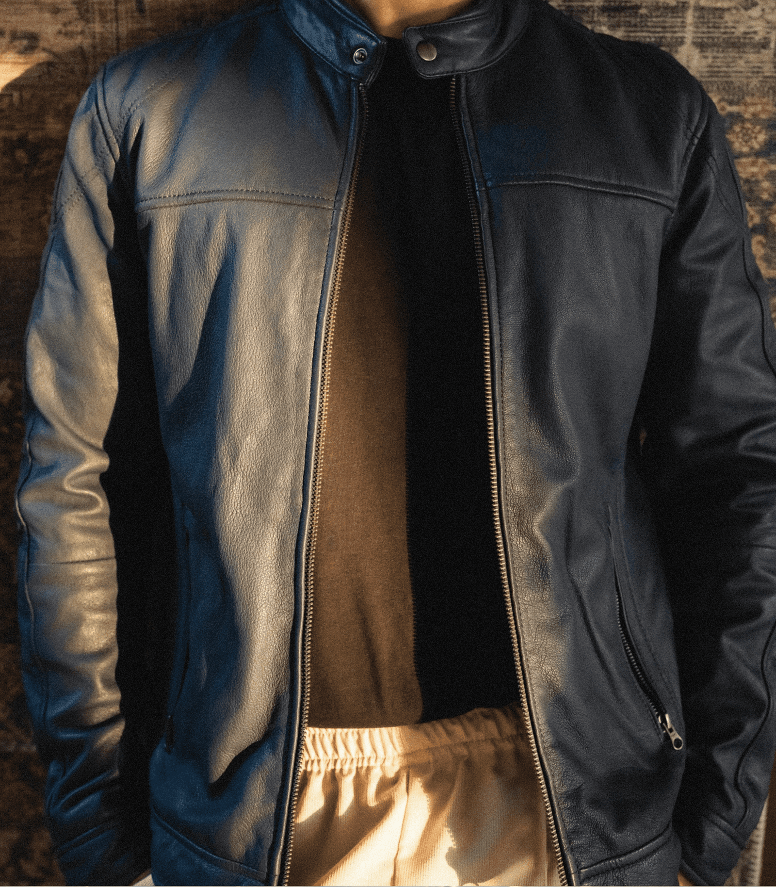 Blue Leather Jacket - Image 1
